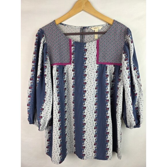 Matilda Jane Womens Shirt Size Large Blue A Quick Getaway Half Sleeve Top Blouse - Picture 1 of 11